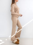 Σετ πουλόβερ με πλεκτό παντελόνι Jean Louis Francoise - Κάμελ - thefashionproject.gr - Jean Louis Francoise