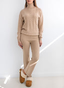 Σετ πουλόβερ με πλεκτό παντελόνι Jean Louis Francoise - Κάμελ - thefashionproject.gr - Jean Louis Francoise