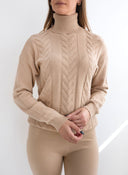 Σετ πουλόβερ με πλεκτό παντελόνι Jean Louis Francoise - Κάμελ - thefashionproject.gr - Jean Louis Francoise