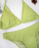 Σετ ψηλόμεσο ριπ bikini - Λαχανί - thefashionproject.gr - The Fashion Project