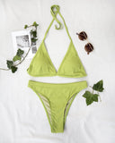 Σετ ψηλόμεσο ριπ bikini - Λαχανί - thefashionproject.gr - The Fashion Project