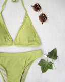 Σετ ψηλόμεσο ριπ bikini - Λαχανί - thefashionproject.gr - The Fashion Project