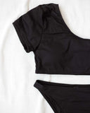 Σετ ριπ bikini με ένα μανίκι - Μαύρο - thefashionproject.gr - The Fashion Project