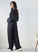 Σετ ρούχων γκοφρέ με κοντό τοπ - Μαύρο - thefashionproject.gr - The Fashion Project