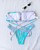 Σετ tie dye bikini με frilled λεπτομέρεια