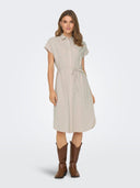Shirt dress με δετό ζωνάκι ONLY 15320260 - Μπεζ - thefashionproject.gr - ONLY