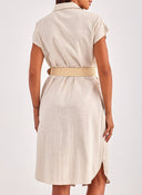 Shirt dress με δετό ζωνάκι ONLY 15320260 - Μπεζ - thefashionproject.gr - ONLY