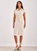 Shirt dress με δετό ζωνάκι ONLY 15320260 - Μπεζ - thefashionproject.gr - ONLY