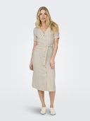 Shirtdress με λινό ONLY 15347210 - Μπεζ - thefashionproject.gr - ONLY