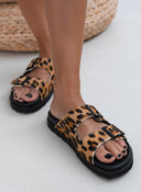 Slides δερμάτινα με print ATENEO - Leopard - thefashionproject.gr - ATENEO