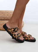 Slides δερμάτινα με print ATENEO - Leopard - thefashionproject.gr - ATENEO