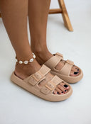 Slides ελαφριά με φάσες - Κάμελ - thefashionproject.gr - The Fashion Project