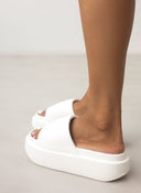 Slides με φαρδιά φάσα - Λευκό - thefashionproject.gr - The Fashion Project