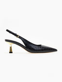 Slingback γόβες με pattern CORINA - Μαύρο - thefashionproject.gr - CORINA
