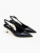 Slingback γόβες με pattern CORINA - Μαύρο - thefashionproject.gr - CORINA