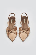 Slingback σατέν γόβες με φιόγκο CORINA - Κάμελ - thefashionproject.gr - CORINA - 23622008002