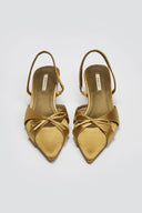 Slingback σατέν γόβες με φιόγκο CORINA - Λαδί - thefashionproject.gr - CORINA
