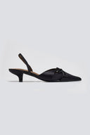 Slingback σατέν γόβες με φιόγκο CORINA - Μαύρο - thefashionproject.gr - CORINA
