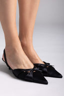 Slingback σατέν γόβες με φιόγκο CORINA - Μαύρο - thefashionproject.gr - CORINA