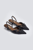 Slingback σατέν γόβες με φιόγκο CORINA - Μαύρο - thefashionproject.gr - CORINA