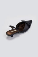 Slingback σατέν γόβες με φιόγκο CORINA - Μαύρο - thefashionproject.gr - CORINA