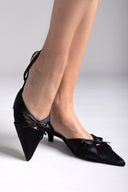 Slingback σατέν γόβες με φιόγκο CORINA