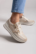 Sneakers chunky με φερμουάρ Xti 143729 - Μπεζ - thefashionproject.gr - Xti Footwear