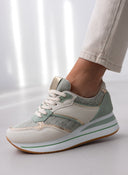 Sneakers flatforms με ύφασμα - Μέντα - thefashionproject.gr - ERYNN