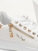 Sneakers με διακοσμητικό φερμουάρ - Λευκό/Χαλκό - thefashionproject.gr - The Fashion Project