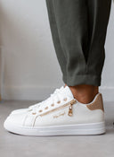 Sneakers με διακοσμητικό φερμουάρ - Λευκό/Χαλκό - thefashionproject.gr - The Fashion Project