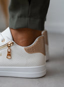 Sneakers με διακοσμητικό φερμουάρ - Λευκό/Χαλκό - thefashionproject.gr - The Fashion Project