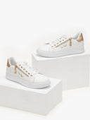 Sneakers με διακοσμητικό φερμουάρ - Λευκό/Χαλκό - thefashionproject.gr - The Fashion Project
