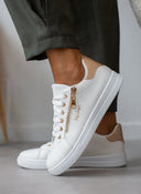 Sneakers με διακοσμητικό φερμουάρ - Λευκό/Χαλκό - thefashionproject.gr - The Fashion Project