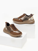 Sneakers με γυαλιστερό ύφασμα Xti 143359 - Καφέ - thefashionproject.gr - Xti Footwear