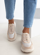 Sneakers με γυαλιστερό ύφασμα Xti 143359 - Μπεζ - thefashionproject.gr - Xti Footwear