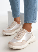 Sneakers με γυαλιστερό ύφασμα Xti 143359 - Μπεζ - thefashionproject.gr - Xti Footwear