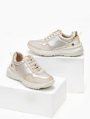 Sneakers με γυαλιστερό ύφασμα Xti 143359 - Μπεζ - thefashionproject.gr - Xti Footwear