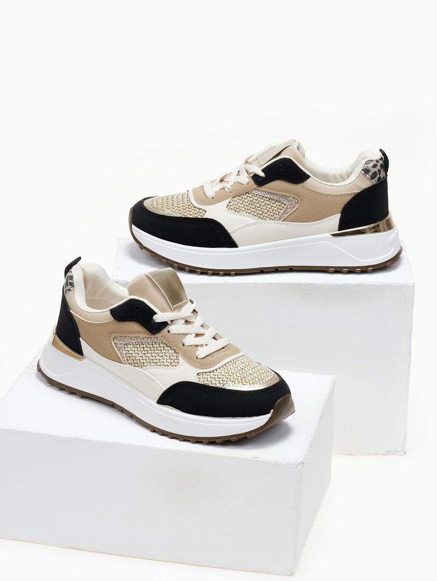 Sneakers με λεπτομέρεια ψάθα ERYNN