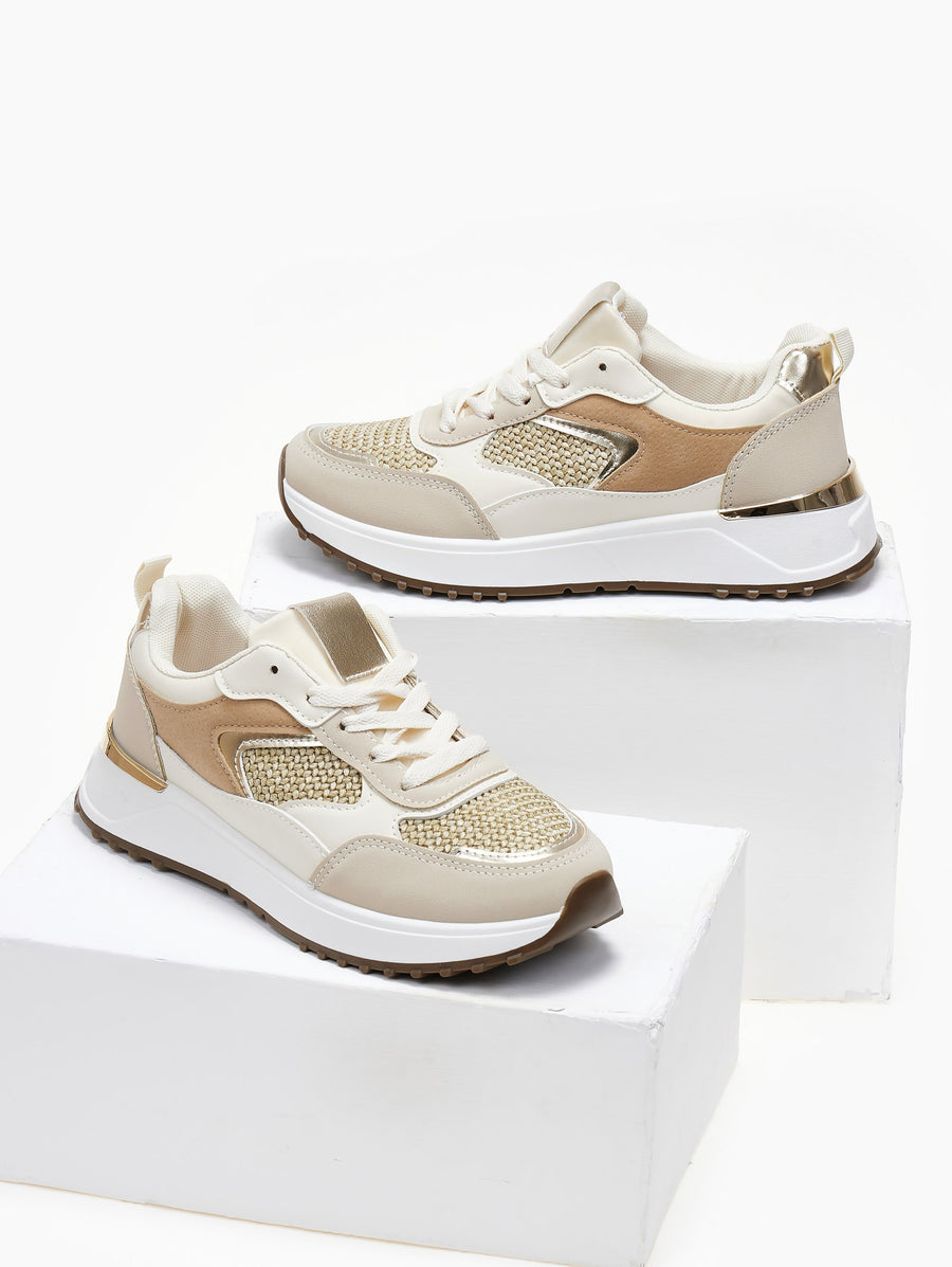 Sneakers με λεπτομέρεια ψάθα ERYNN