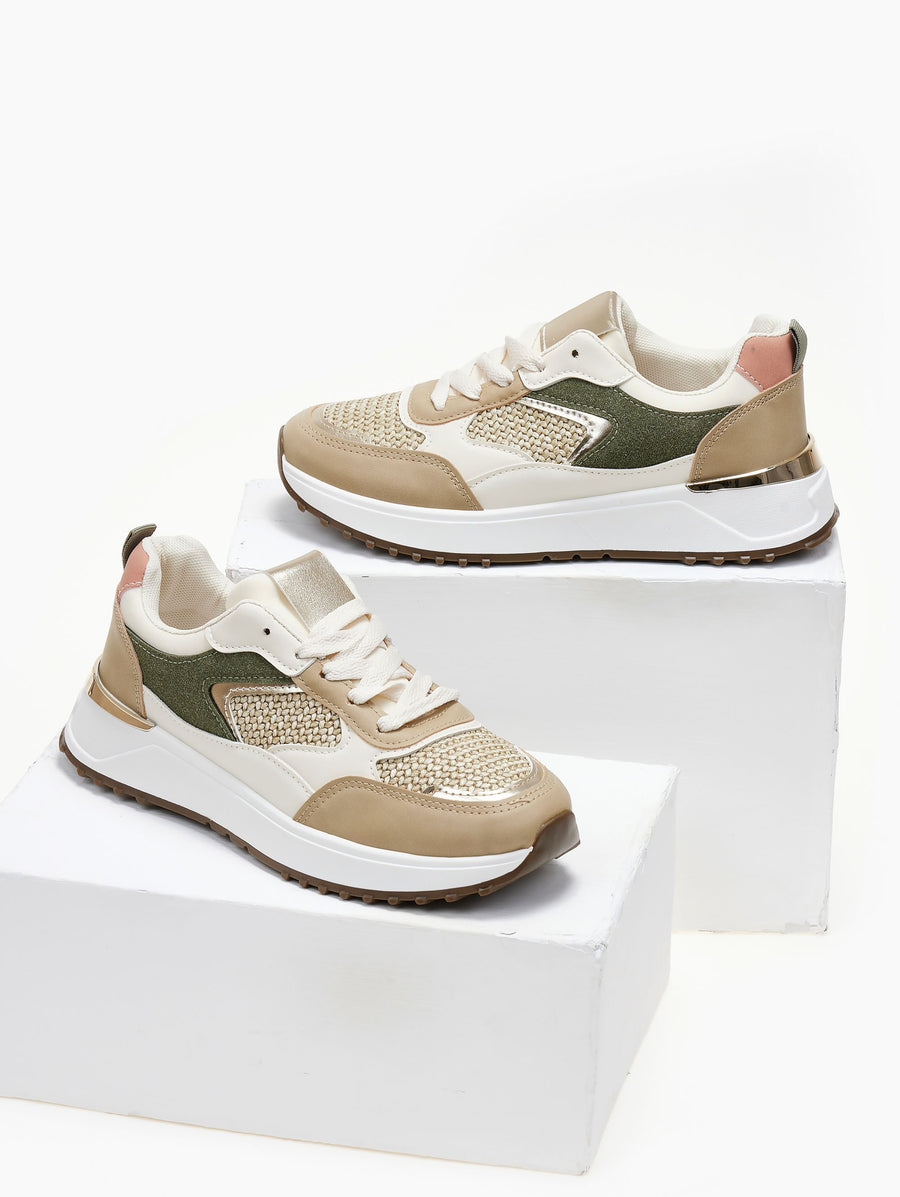 Sneakers με λεπτομέρεια ψάθα ERYNN