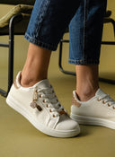 Sneakers με pattern και charm - Λευκό/Χαλκό - thefashionproject.gr - PLATO