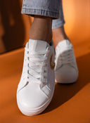 Sneakers με ύφασμα και glitter - Λευκό - thefashionproject.gr - ERYNN