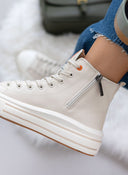 Sneakers μποτάκια με ρίγες στη σόλα Refresh 170934 - Μπεζ - thefashionproject.gr - Refresh