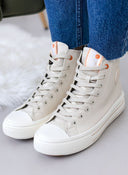 Sneakers μποτάκια με ρίγες στη σόλα Refresh 170934 - Μπεζ - thefashionproject.gr - Refresh