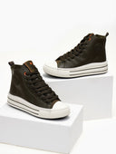 Sneakers μποτάκια με ρίγες στη σόλα Refresh 170934 - Χακί - thefashionproject.gr - Refresh
