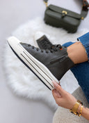 Sneakers μποτάκια με ρίγες στη σόλα Refresh 170934 - Χακί - thefashionproject.gr - Refresh
