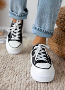 Sneakers πάνινα με ψηλή σόλα - Μαύρο - thefashionproject.gr - The Fashion Project