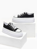 Sneakers πάνινα με ψηλή σόλα - Μαύρο - thefashionproject.gr - The Fashion Project