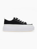 Sneakers πάνινα με ψηλή σόλα - Μαύρο - thefashionproject.gr - The Fashion Project