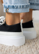 Sneakers πάνινα με ψηλή σόλα - Μαύρο - thefashionproject.gr - The Fashion Project